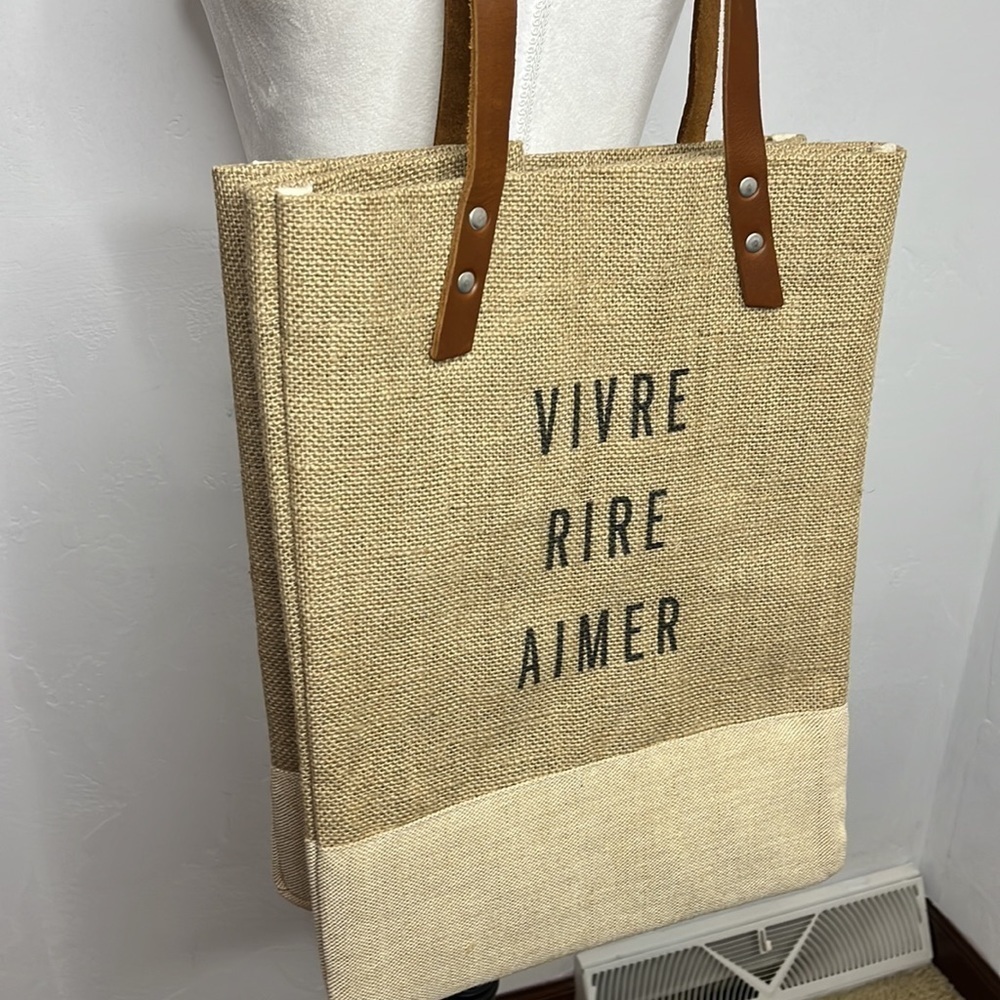 Apolis Market Tote Wine Tote Vivre Rire Aimer TOT4259C - Picture 11 of 12
